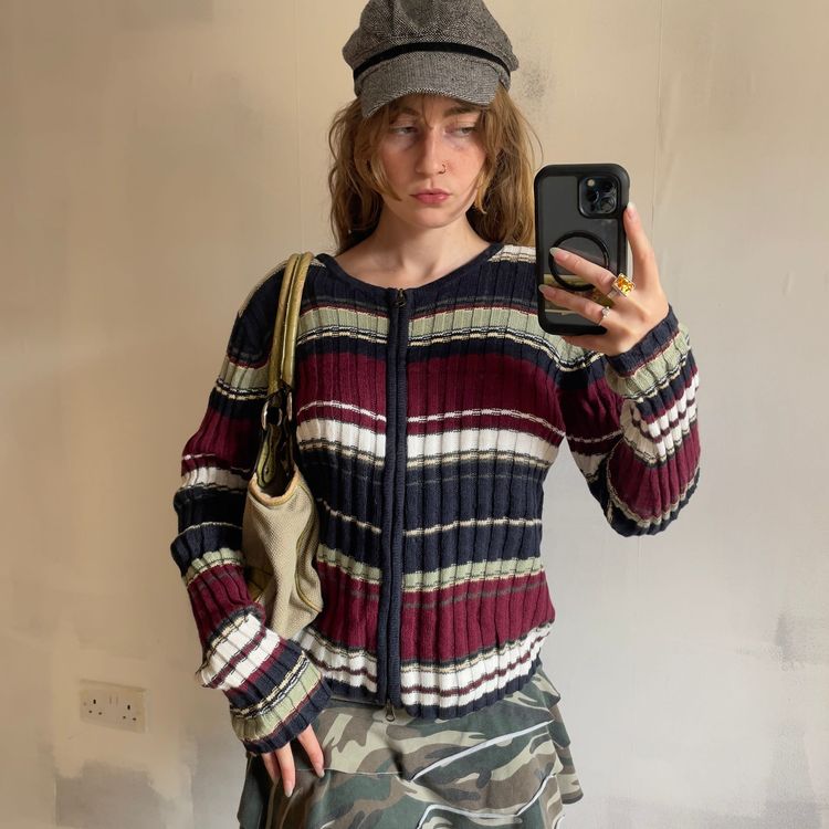Immagine di 90’s Cody Chic Striped Zip-Up Cardigan 1
