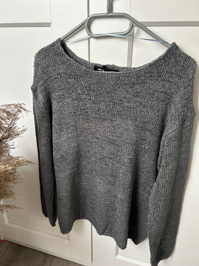 Jesienny swetr luźny casual basic XS S M oversize | Sinsay grey knitted sweater 2