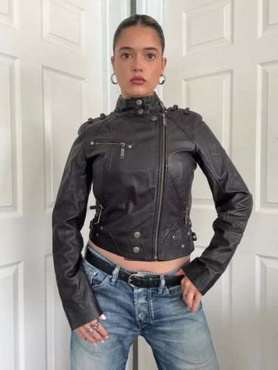Leather Biker Jacket (UK10) 11