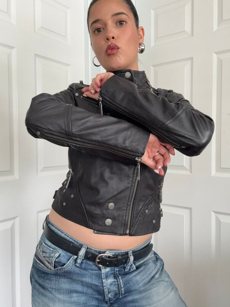 Leather Biker Jacket (UK10) 5