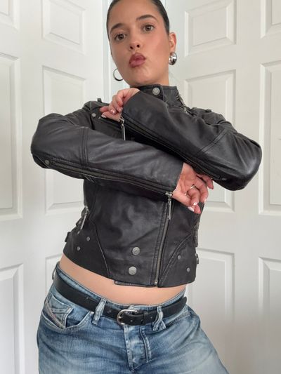 Leather Biker Jacket (UK10) 5