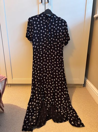 Black Dress With White Floral Pattern