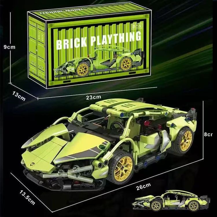 Green Sports Car Building Blocks Toy image 1