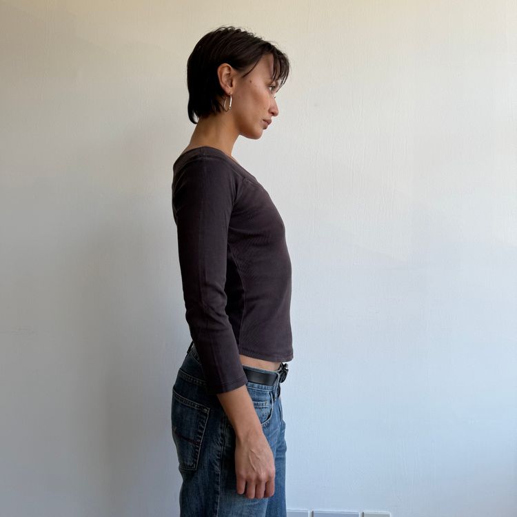 Brown 3/4 sleeve top - Size S image 4
