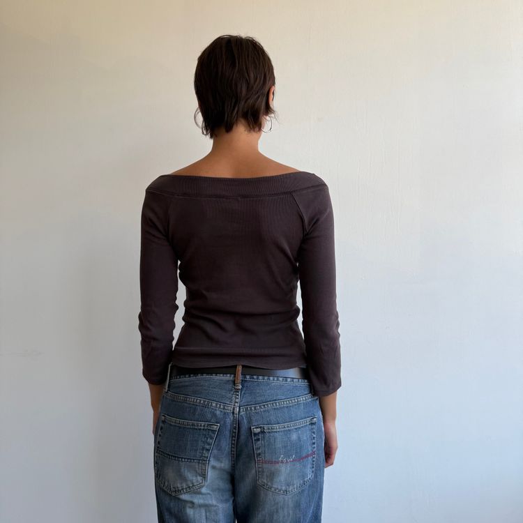 Brown 3/4 sleeve top - Size S image 6