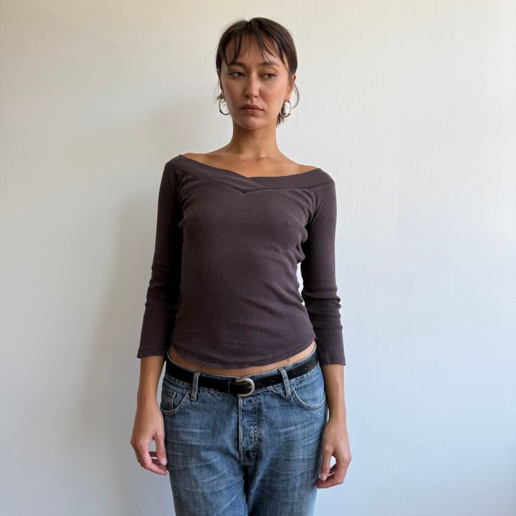 Brown 3/4 sleeve top - Size S image 5