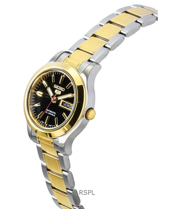 Seiko 5 Two Tone Stainless Steel Black Dial 21 Jewels Automatic SYMD94K1 Women's Watch 2