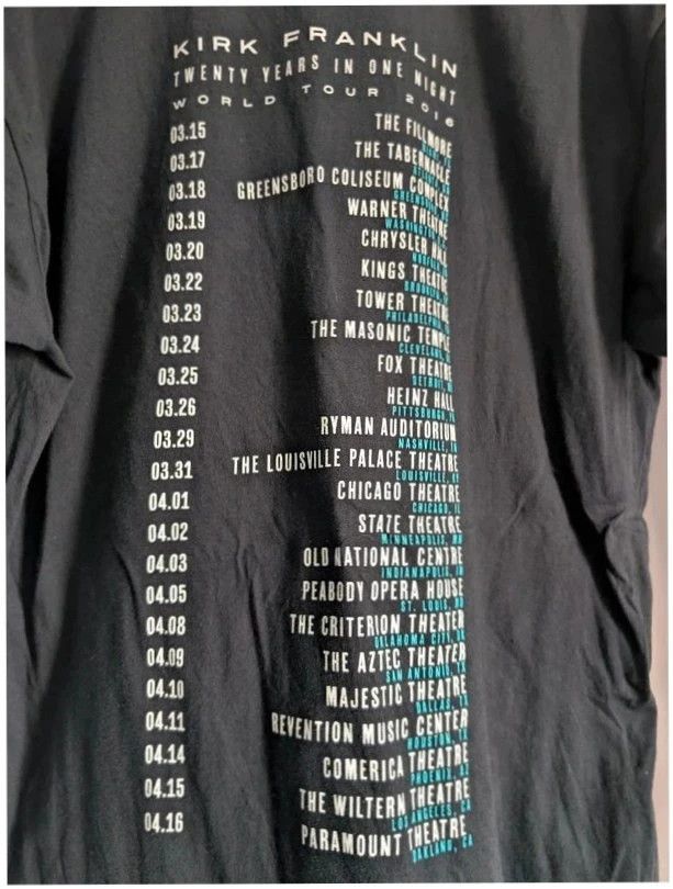 Kirk Franklin 2016 Tour T-Shirt Black XL Gospel Music Graphic Band Tee Unisex image 10