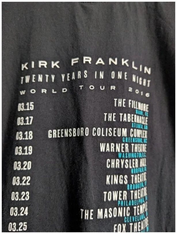 Kirk Franklin 2016 Tour T-Shirt Black XL Gospel Music Graphic Band Tee Unisex image 3