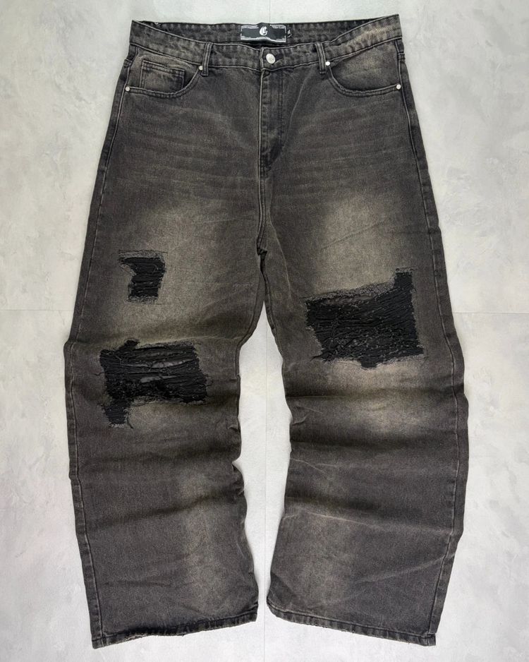 Corvidae Cheetah Back Print Denim Jeans black - (NEW)