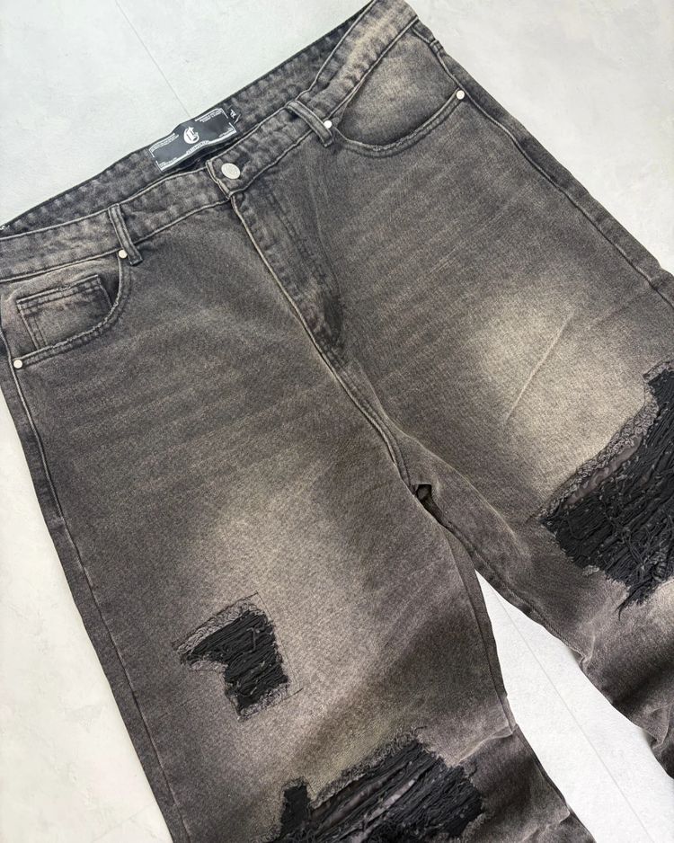 Corvidae Cheetah Back Print Denim Jeans black - (NEW) 4