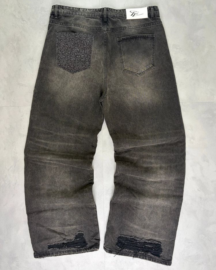 Corvidae Cheetah Back Print Denim Jeans black - (NEW) 3