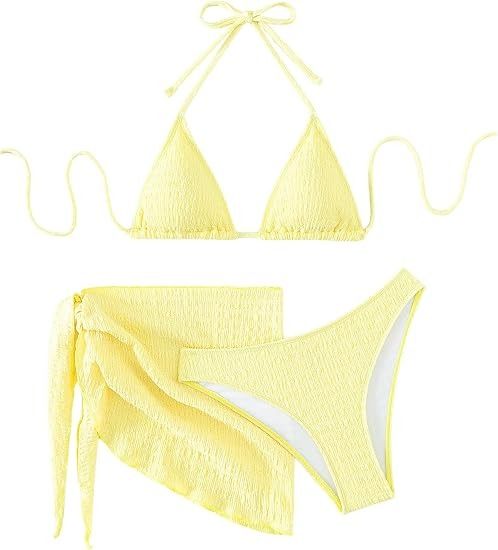 Yellow Bikini Set With Sarong image 3