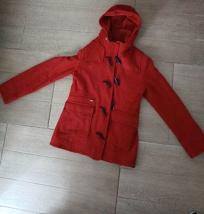 Tommy Hilfiger red toggle coat with hood