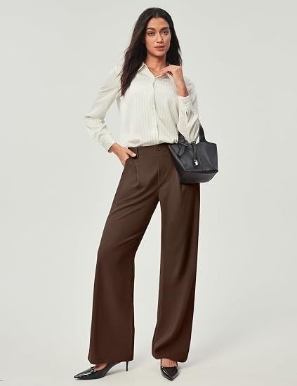 Brown Wide-Leg Trousers imagen 3