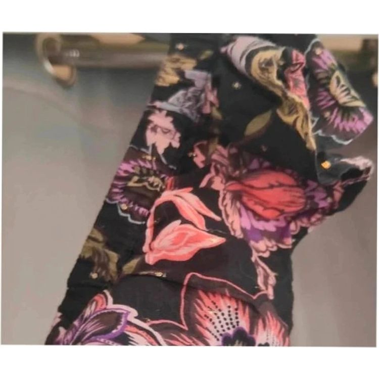 Next Floral Smock Dress UK 12 Black Gold Lurex Ruffle Sleeve Summer Boho imagen 3