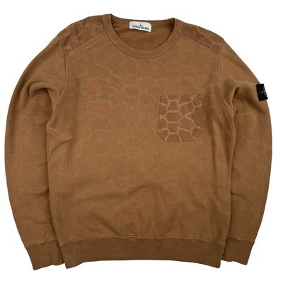 Stone Island 2014 Brown Tortoise Shell Cotton Crewneck Jumper - Medium 1