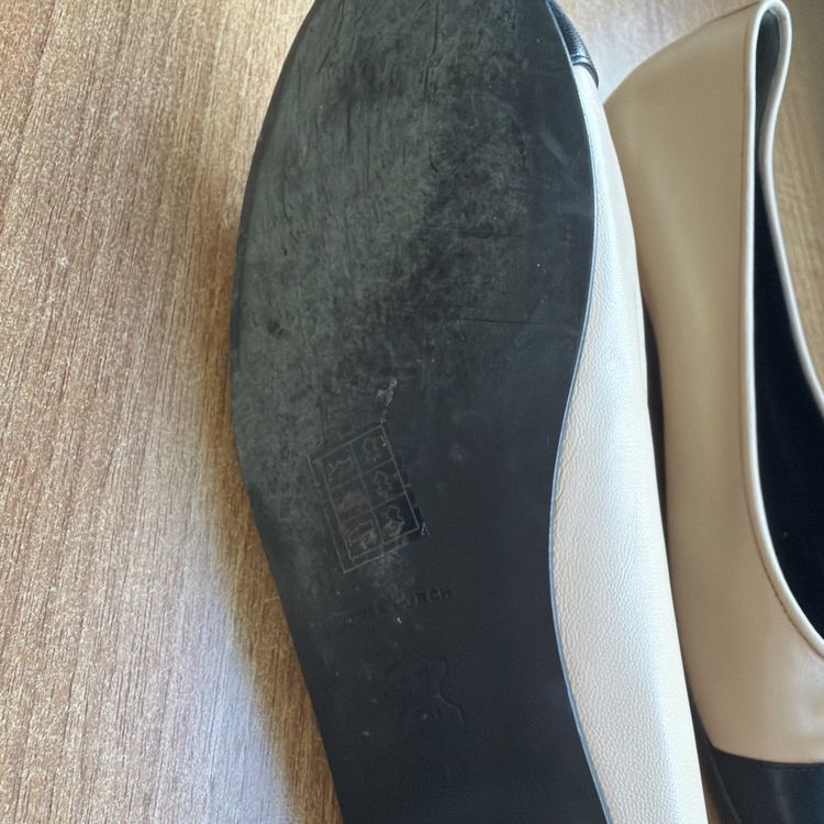 Tory Burch Cap-Toe Ballet Flats Leather Rose Pink Nude Black Uk 8.5 USA 11 image 3