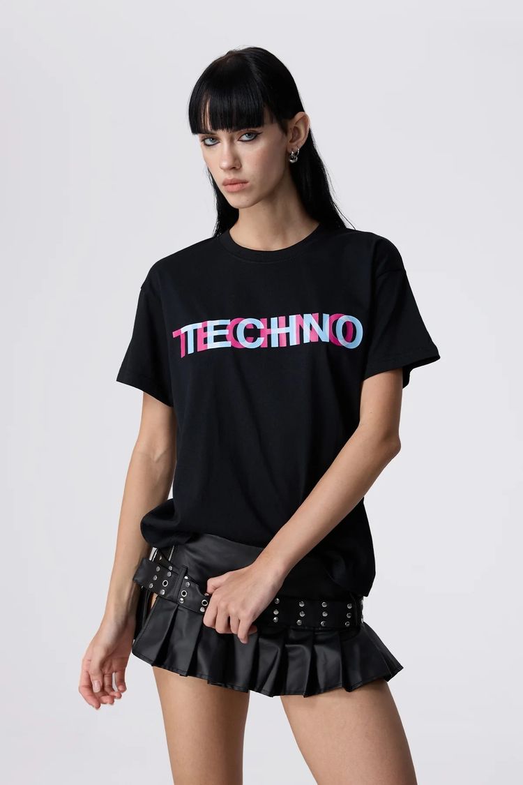 Black T-Shirt With Techno Print image 1