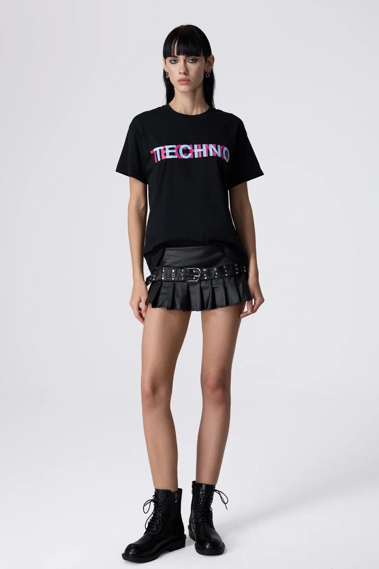 Immagine di Black T-Shirt With Techno Print 2