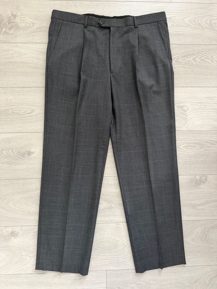 Armani 1990s Windowpane Check Pleated Wool Pants Gray - Size 38 Waist image 8