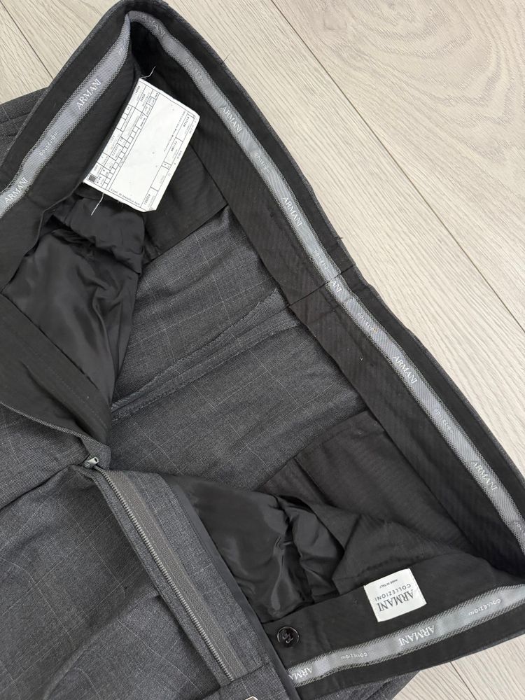 Armani 1990s Windowpane Check Pleated Wool Pants Gray - Size 38 Waist image 7