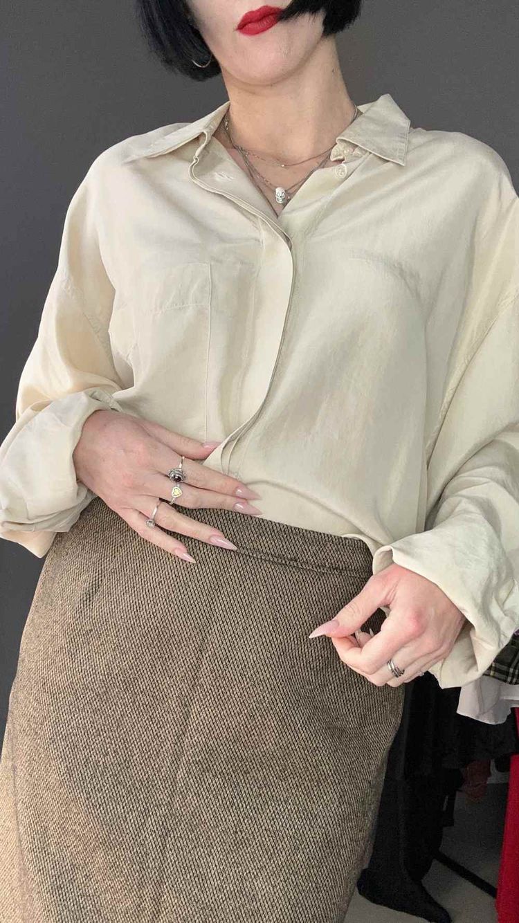 Camicia seta beige image 2