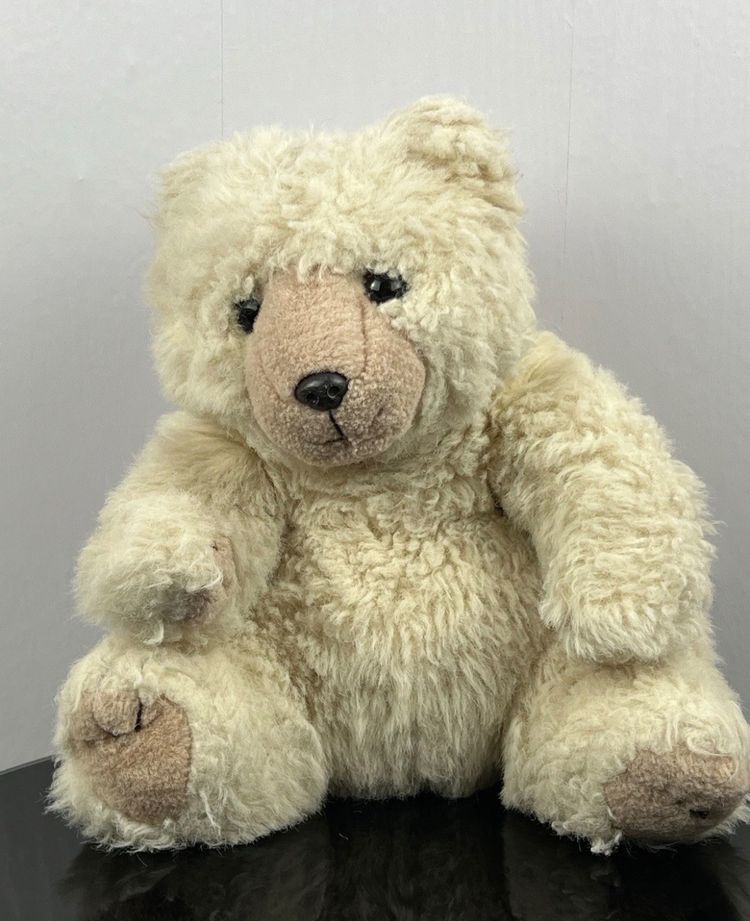 Ty Vintage 1990 Scruffy Teddy Bear 13” Seated Cream Curly Plush Rare Retro To