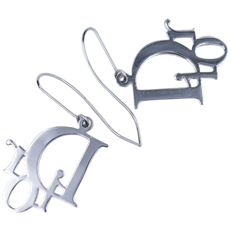 Vintage 2000s Dior Silver Logo Earrings image 2