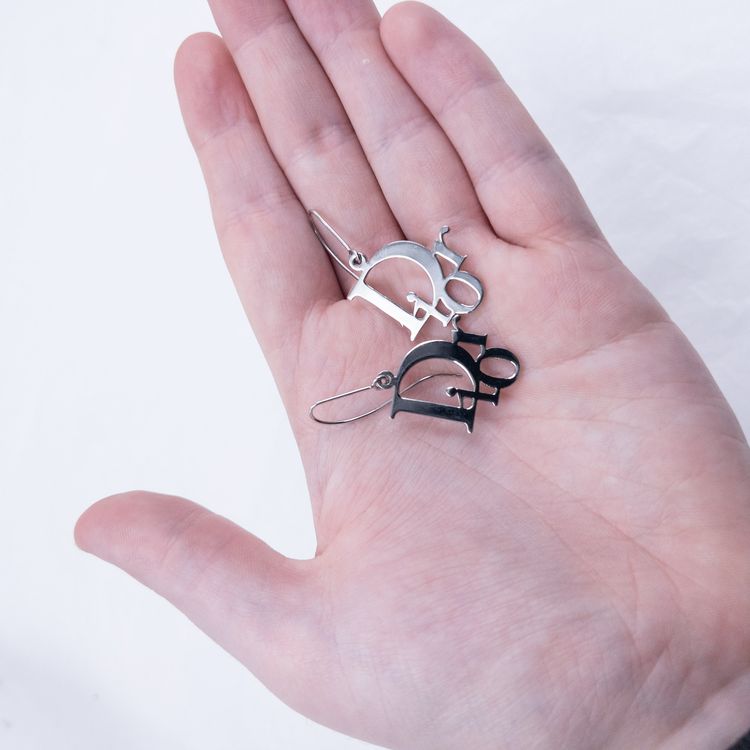 Vintage 2000s Dior Silver Logo Earrings image 7