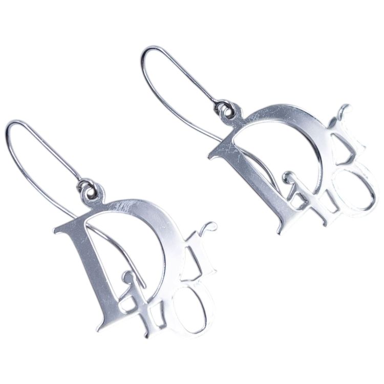 Vintage 2000s Dior Silver Logo Earrings image 5