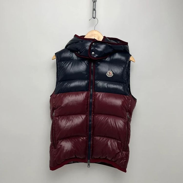 Moncler Navy/Burgundy Puffer Gillet Zipped Jacket image 1