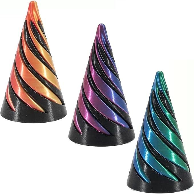 3d Printed fidget toy - Colorful Spiral Cone-Shaped Rings