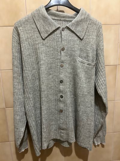 Grey Ribbed Long Sleeve Shirt