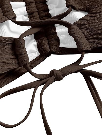 Brown Bandeau Bikini Set imagen 4