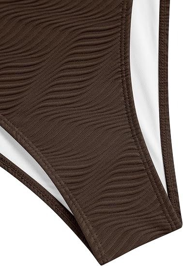 Brown Bandeau Bikini Set imagen 3