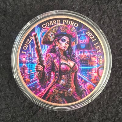 1oz Copper Día de los Muertos "Cyberpunk Pirate