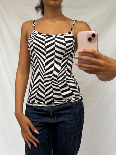 black and white striped camisole top