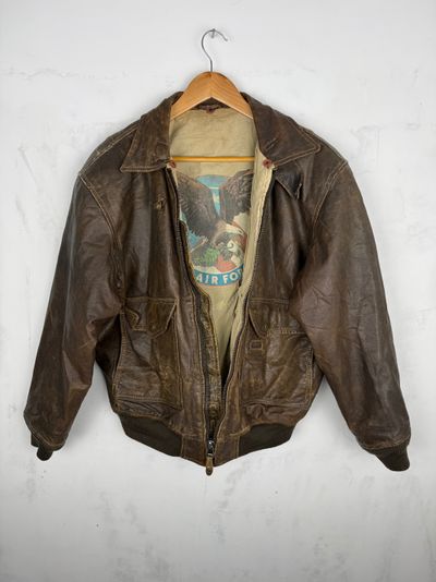Brown Leather Bomber Jacket