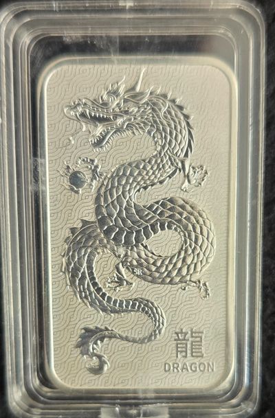Perth Mint Lunar Dragon 999 silver bar.