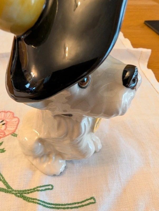 Ceramic Dog Figurine With Black Hat And Yellow Badge image 3