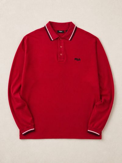 Fila Red Long Sleeve Polo Shirt Xl