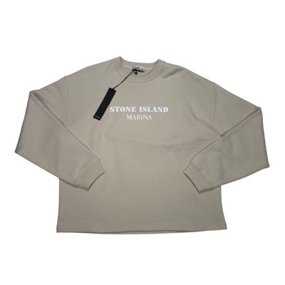 Stone Island Beige Marina Spell Out Logo Jumper