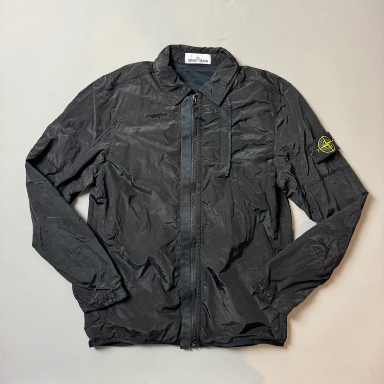 Stone Island Black Nylon Metal Shimmer Overshirt - Medium