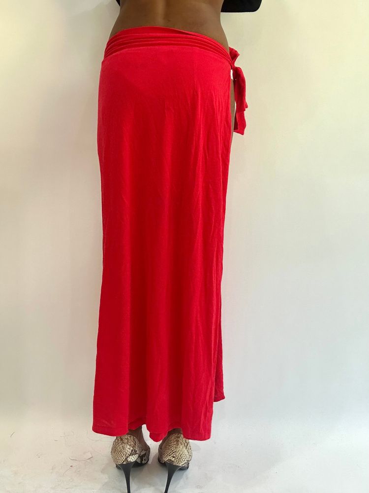 beach drop | one size red wrap overlay maxi skirt image 6