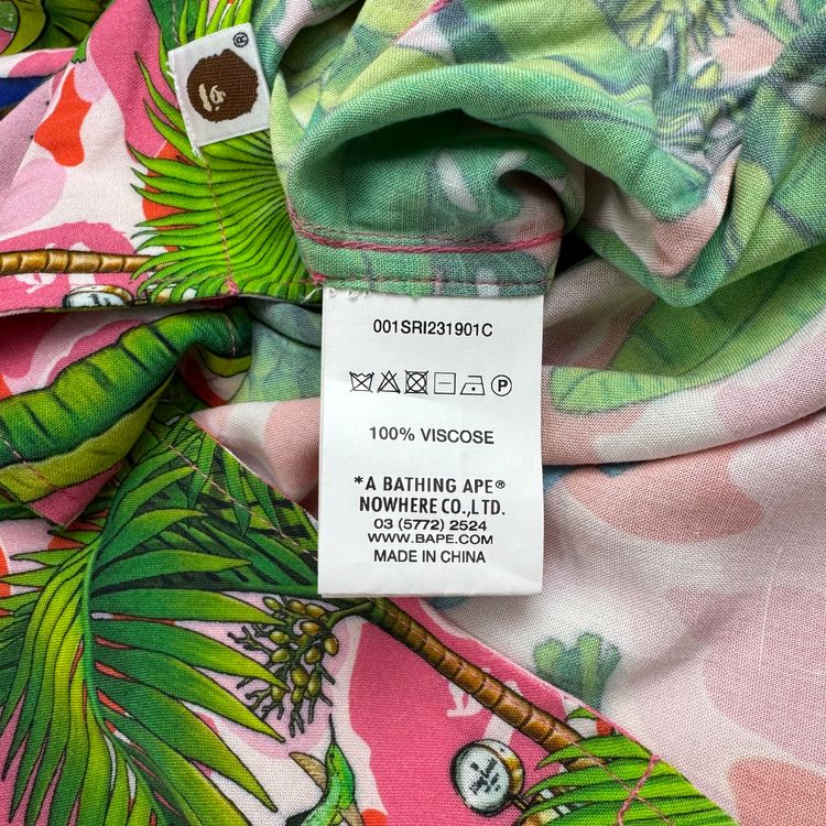 BAPE x Monkey 47 Open Short Sleeve Shirt Pink Green image 4