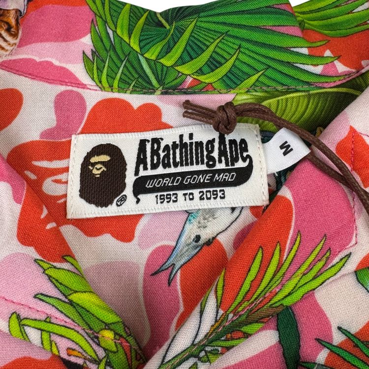 BAPE x Monkey 47 Open Short Sleeve Shirt Pink Green image 5