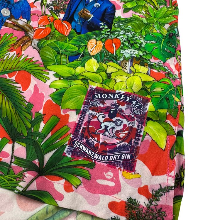BAPE x Monkey 47 Open Short Sleeve Shirt Pink Green image 8