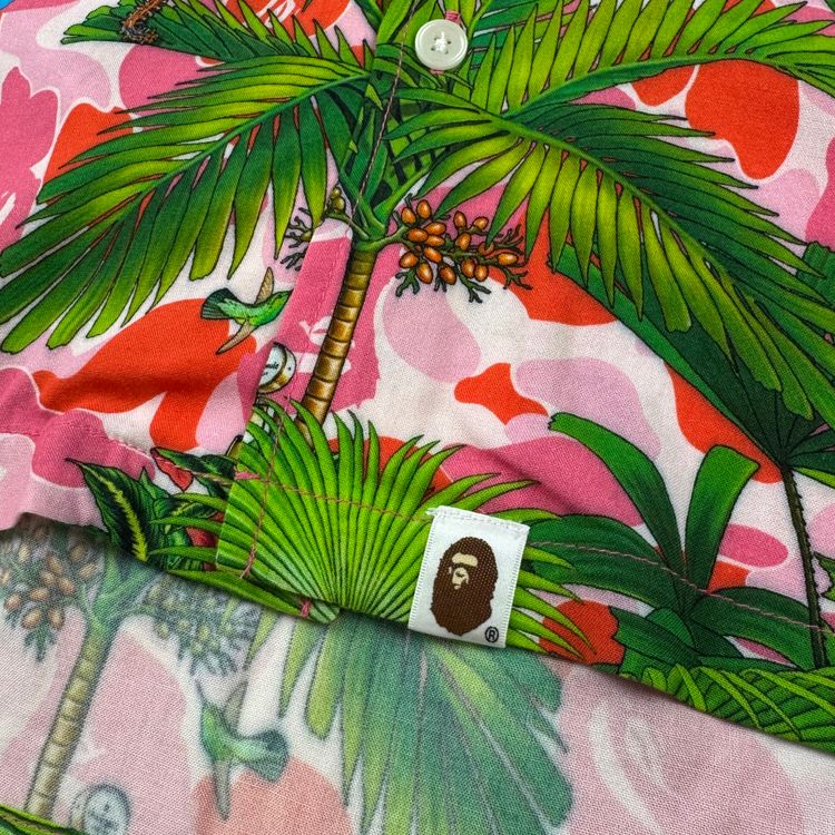 BAPE x Monkey 47 Open Short Sleeve Shirt Pink Green image 10