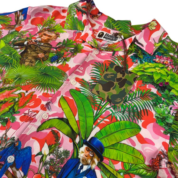 BAPE x Monkey 47 Open Short Sleeve Shirt Pink Green image 3